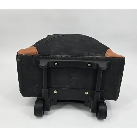 Mona B Revive Roller Bag – Black Canvas & Vegan Leather Trim Luggage & Travel Bags